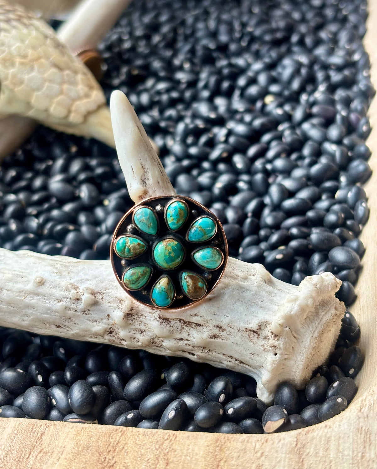 Mixed Stone Copper Adjustable Ring