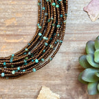 Turquoise & Copper Glass Bead Choker 14”