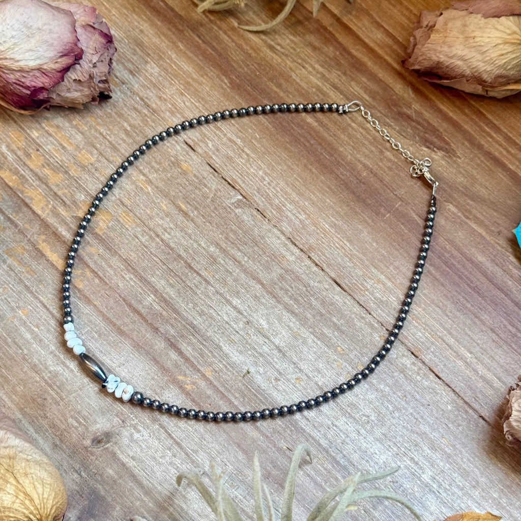 White Buffalo Nugget & Sterling Silver Torpedo Necklace