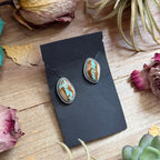 29 - Sterling Silver Ribbon Royston Turquoise Stud Earrings by Jason Ogg