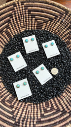 KINGMAN TURQUOISE ROUND STUD EARRINGS BY ESTHER WHITE