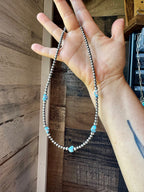 Golden Hill Turquoise & Sterling Silver Pearl Necklace – 16" + Extender