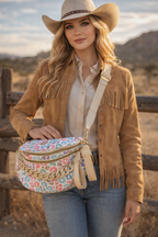 Pastel Cheetah Outlaw Crescent Crossbody Sling Bag