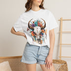 Floral Bull Skull T-Shirt — Boho Southwestern Graphic Tee