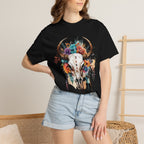 Floral Bull Skull T-Shirt — Boho Southwestern Graphic Tee