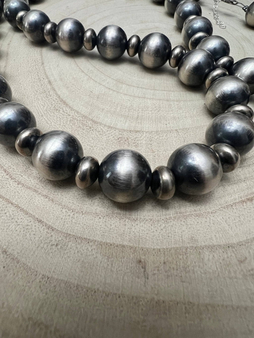 14mm & 10mm Saucer Sterling Pearl Statement Necklace — 35 inch