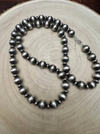 14mm & 10mm Saucer Sterling Pearl Statement Necklace — 35 inch