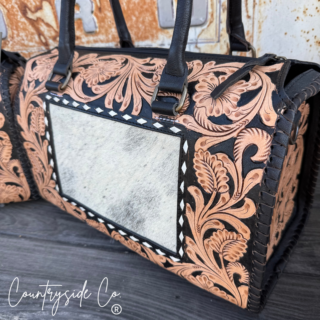 Tooled Leather Large Speedy Bag
