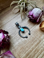 Naja Pendant with Golden Hill Turquoise – Option 2 – Sterling Silver – Native Made by KB – Fits 8mm