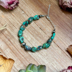 Turquoise Nugget Bracelet with Sterling Silver Pearls – 7” + Extender