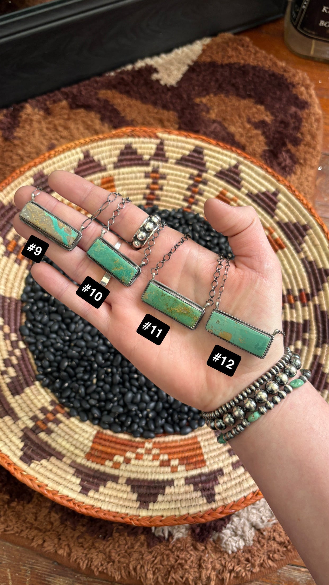 GREEN KINGMAN TURQUOISE BAR NECKLACE BY TIA LONG - LARGE