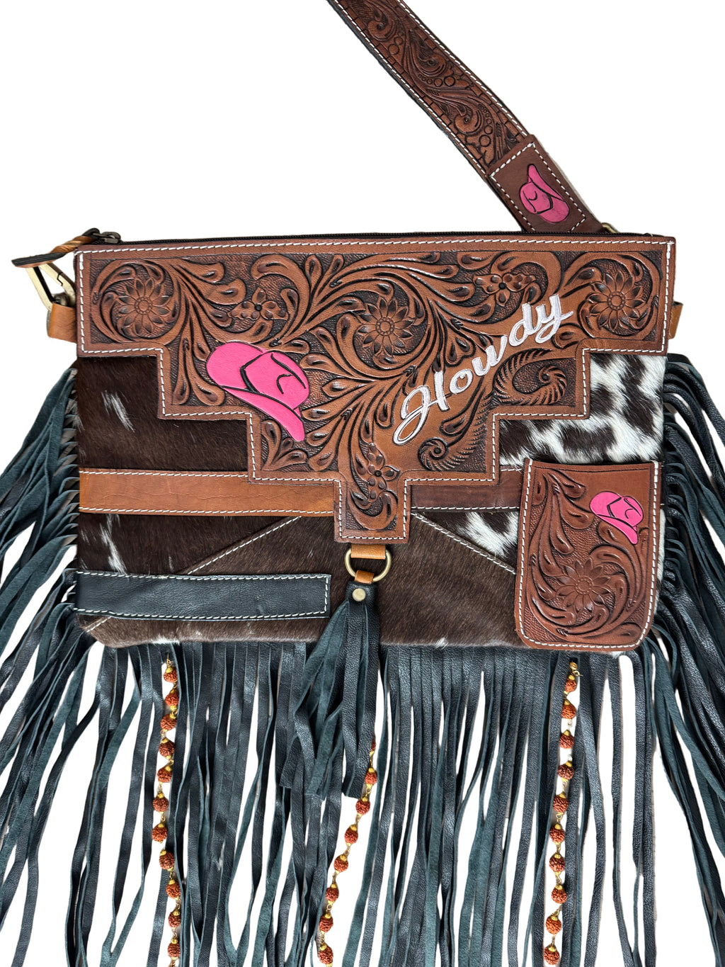 Howdy Tooled Leather Handbag Purse