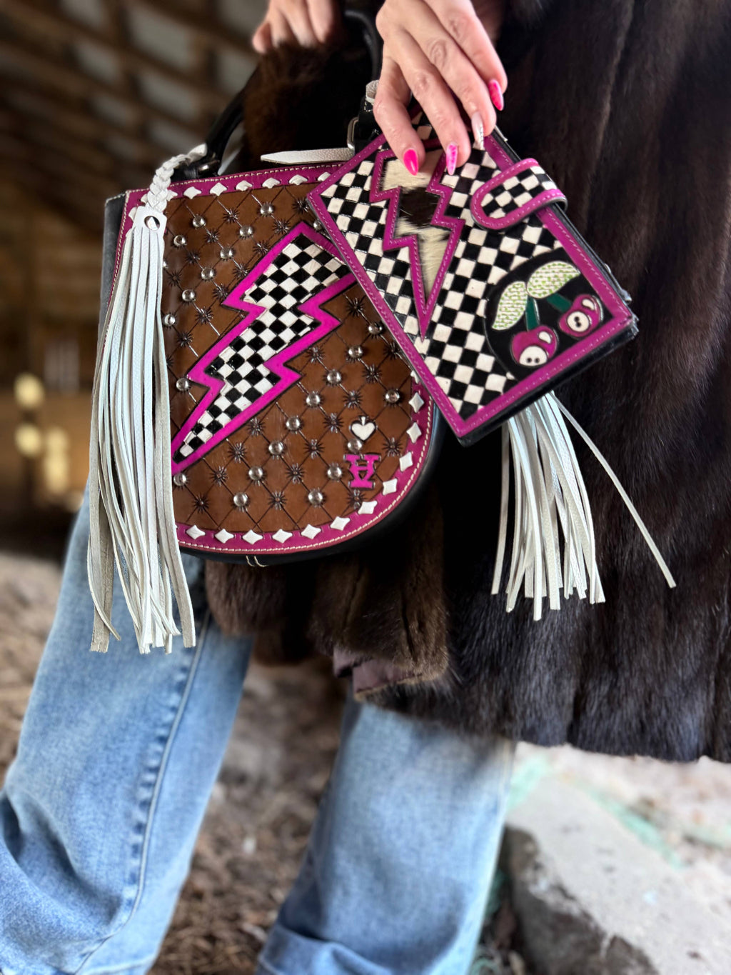 Pink Electric Rodeo Fringe Tote