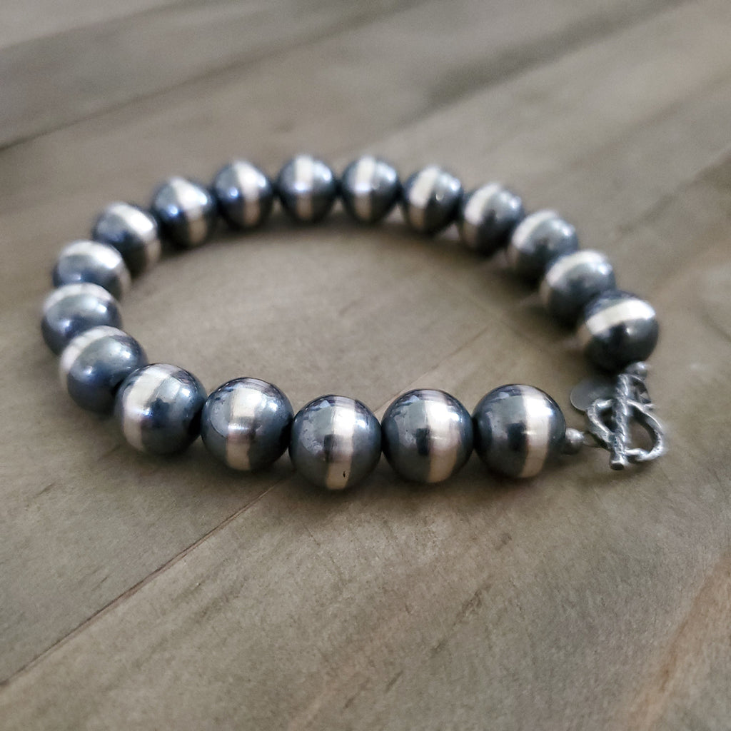 10 MM STERLING SILVER NAVAJO PEARL BRACELET