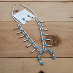 RITA DAWES SLEEPING BEAUTY TURQUOISE SQUASH BLOSSOM NECKLACE SET