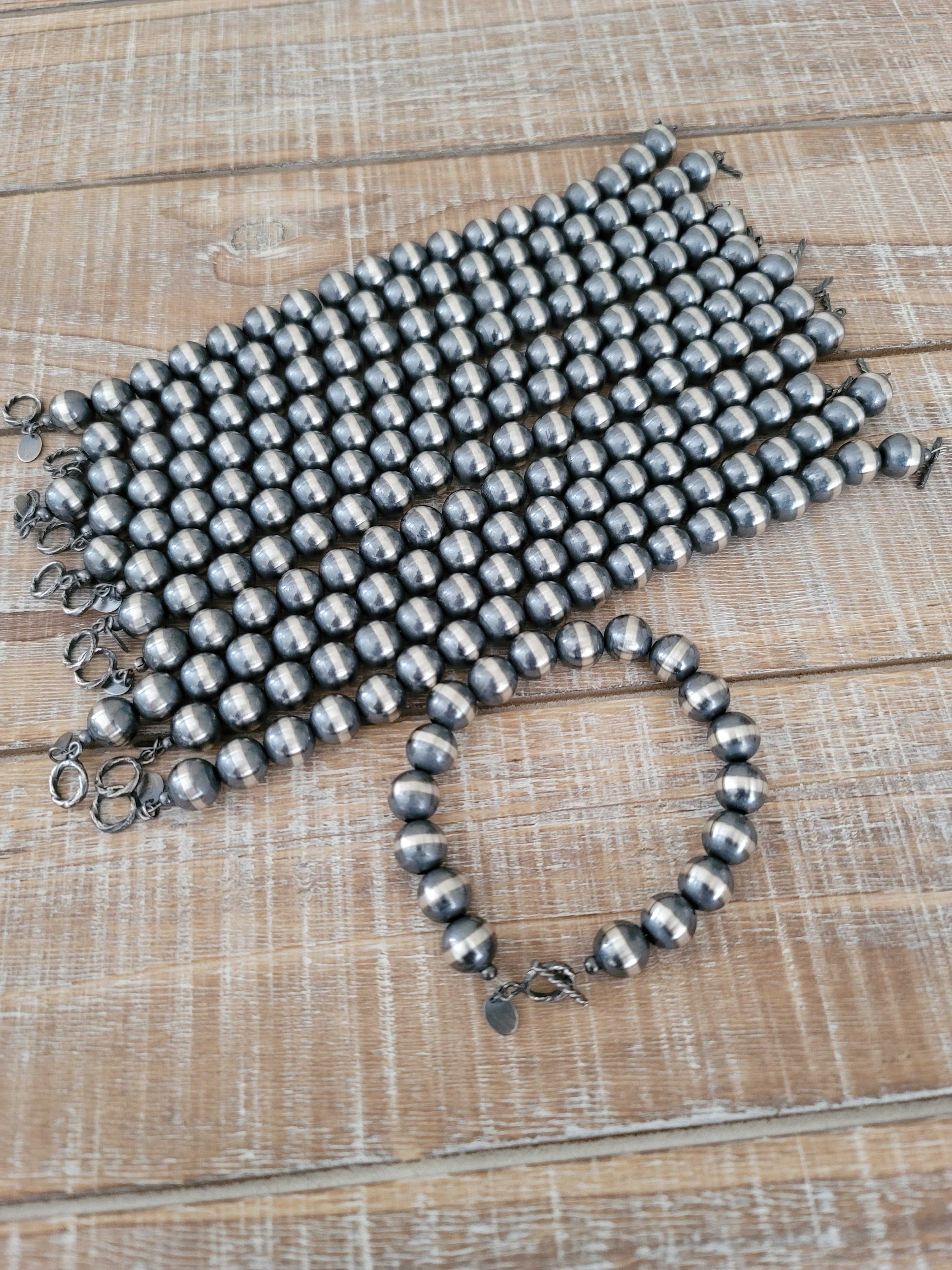 10 MM STERLING SILVER NAVAJO PEARL BRACELET