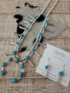 RITA DAWES SLEEPING BEAUTY TURQUOISE SQUASH BLOSSOM NECKLACE SET