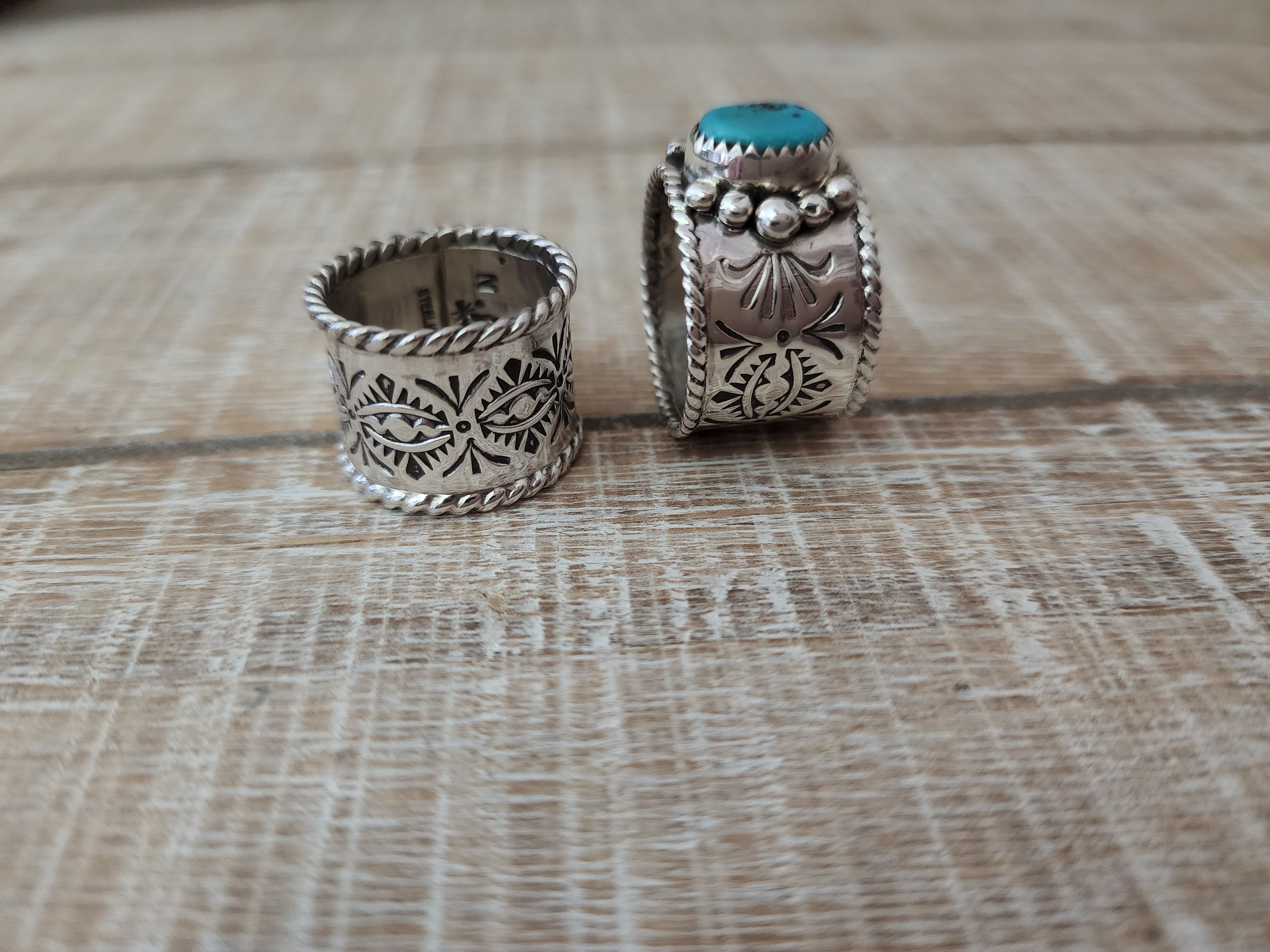 NELSON SILGADO JR WIDE BAND TURQUOISE RING