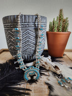 EVA WYACO ZUNI STYLE TURQUOISE SQUASH BLOSSOM SET