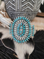 ROSEMARY TOM NEZ TURQUOISE NEEDLEPOINT CLUSTER CUFF