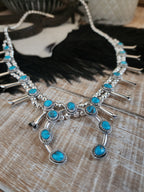 RITA DAWES SLEEPING BEAUTY TURQUOISE SQUASH BLOSSOM NECKLACE SET