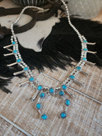 RITA DAWES SLEEPING BEAUTY TURQUOISE SQUASH BLOSSOM NECKLACE SET