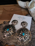 THE GENEVIEVE BLACKGOAT TURQUOISE CONCHO DANGLE EARRINGS