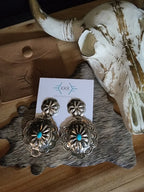 THE GENEVIEVE BLACKGOAT TURQUOISE CONCHO DANGLE EARRINGS