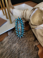 ROSEMARY TOM NEZ TURQUOISE NEEDLEPOINT CLUSTER RING