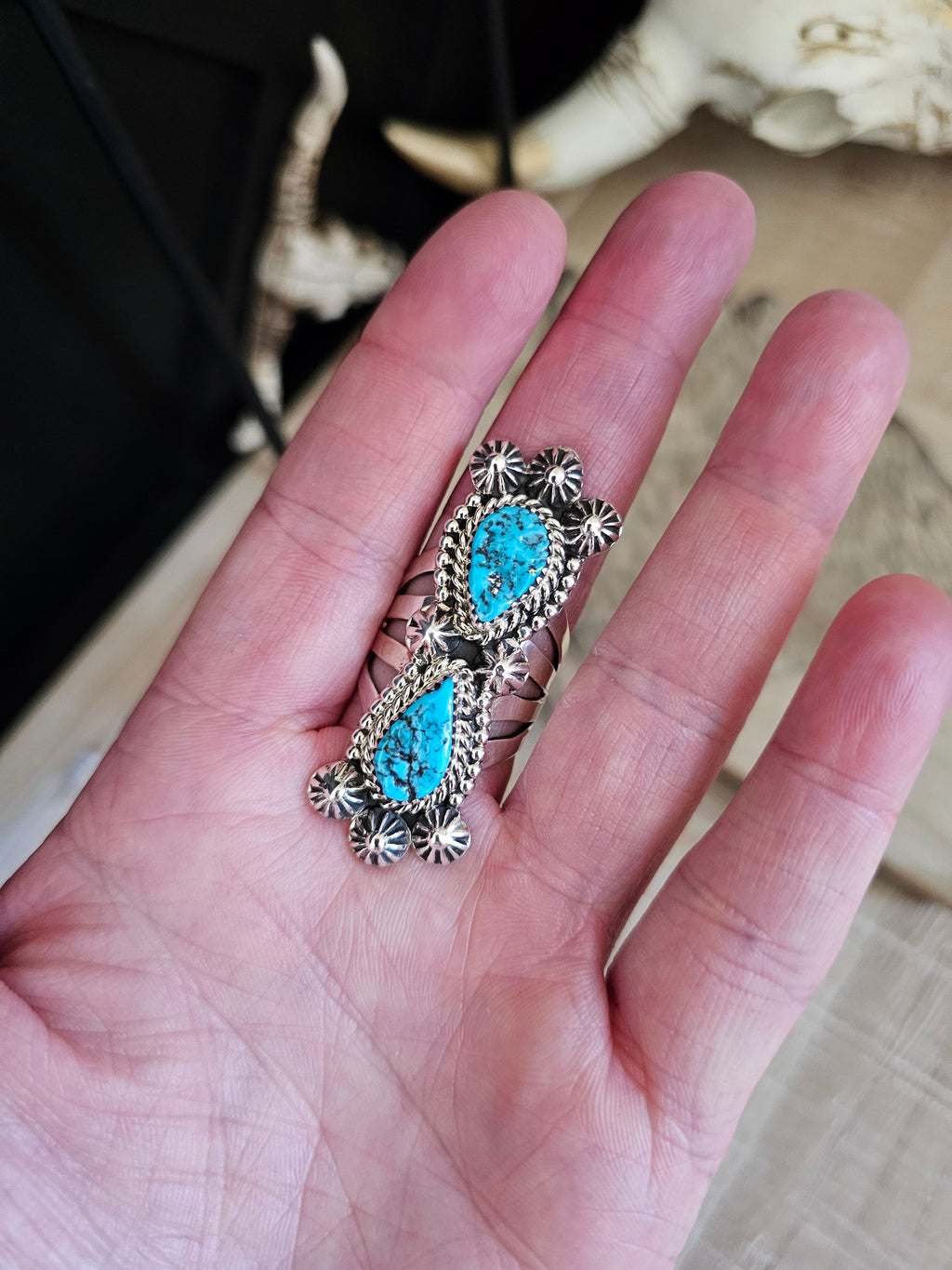 JAMIE SAUNDERS DOUBLE TURQUOISE STONE RING