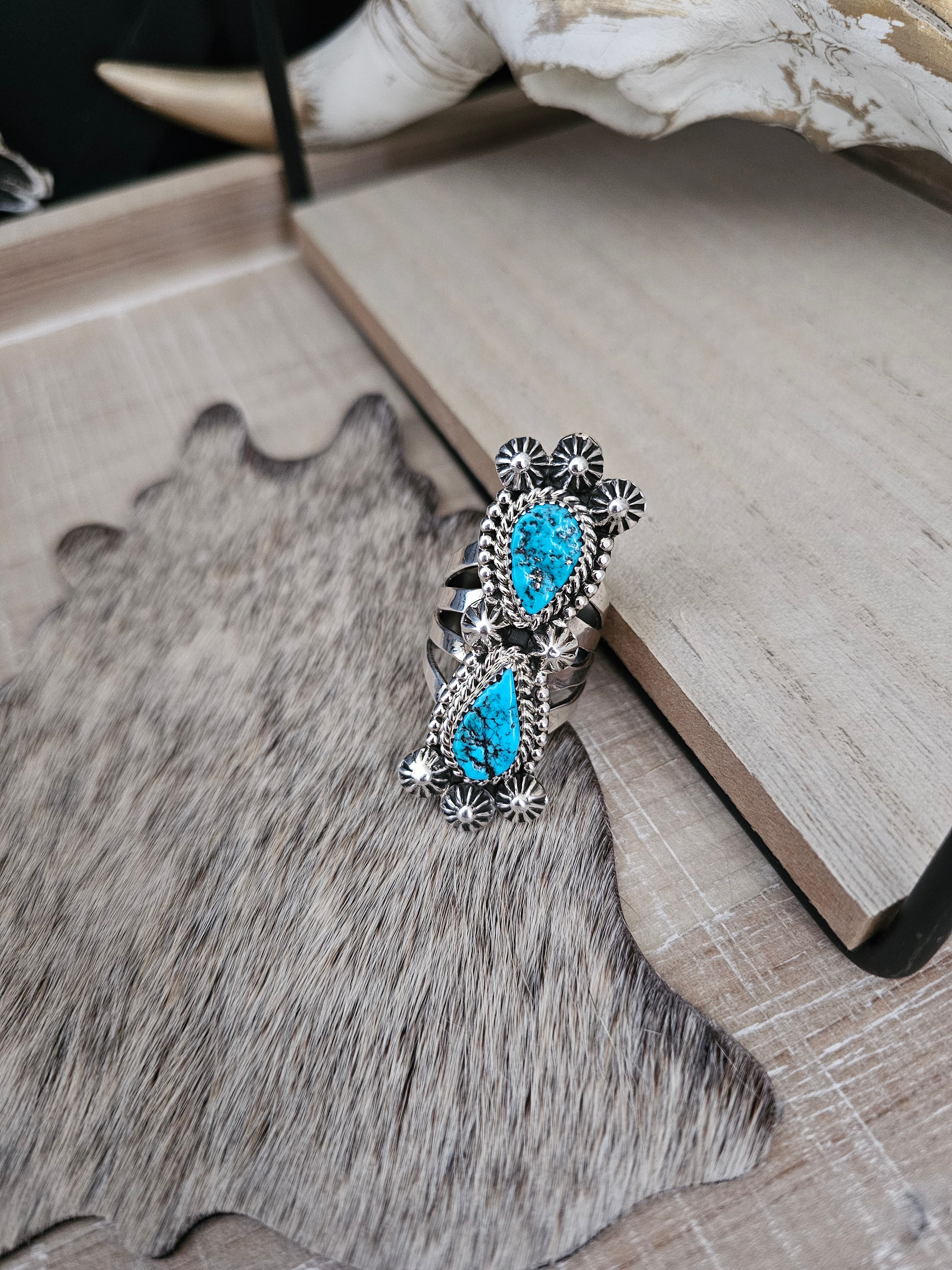 JAMIE SAUNDERS DOUBLE TURQUOISE STONE RING