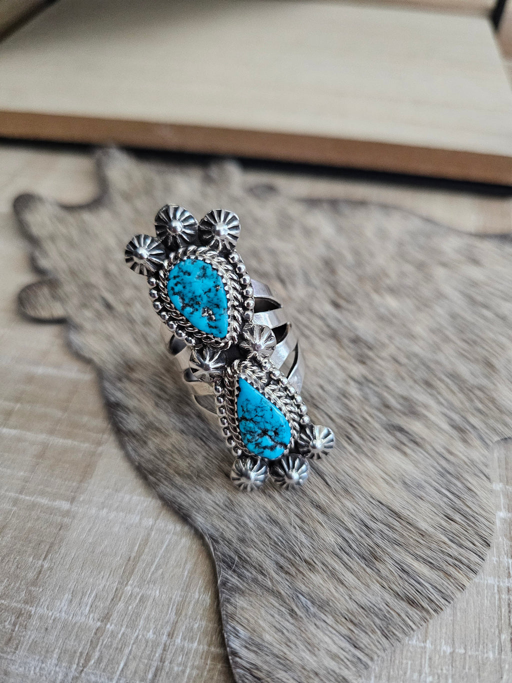 JAMIE SAUNDERS DOUBLE TURQUOISE STONE RING