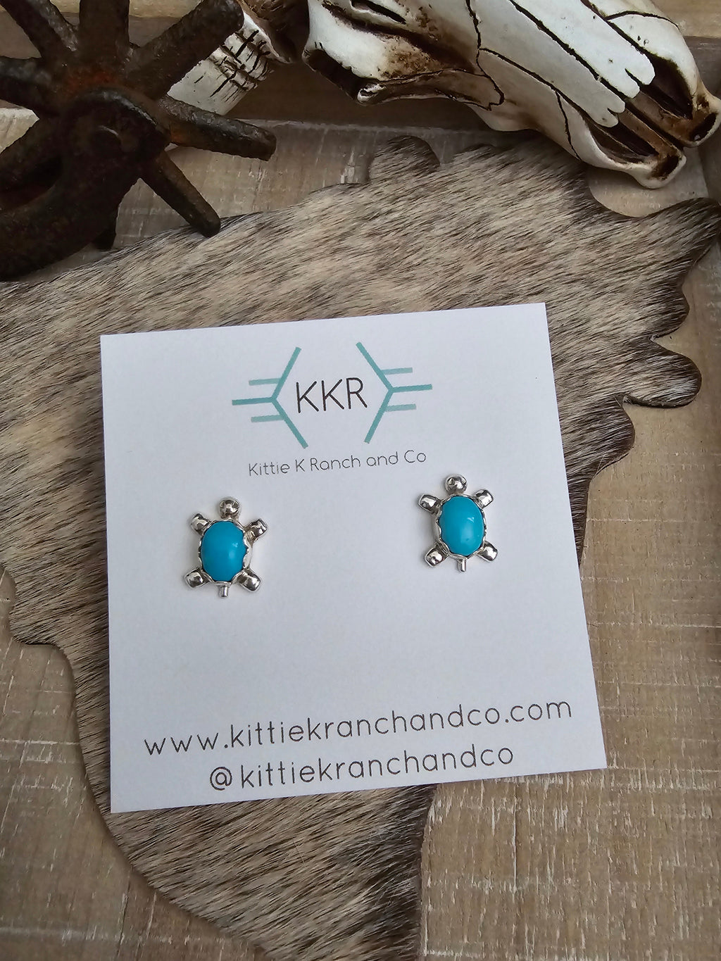 THERESA KINSEL TURQUOISE TURTLE STUD EARRINGS
