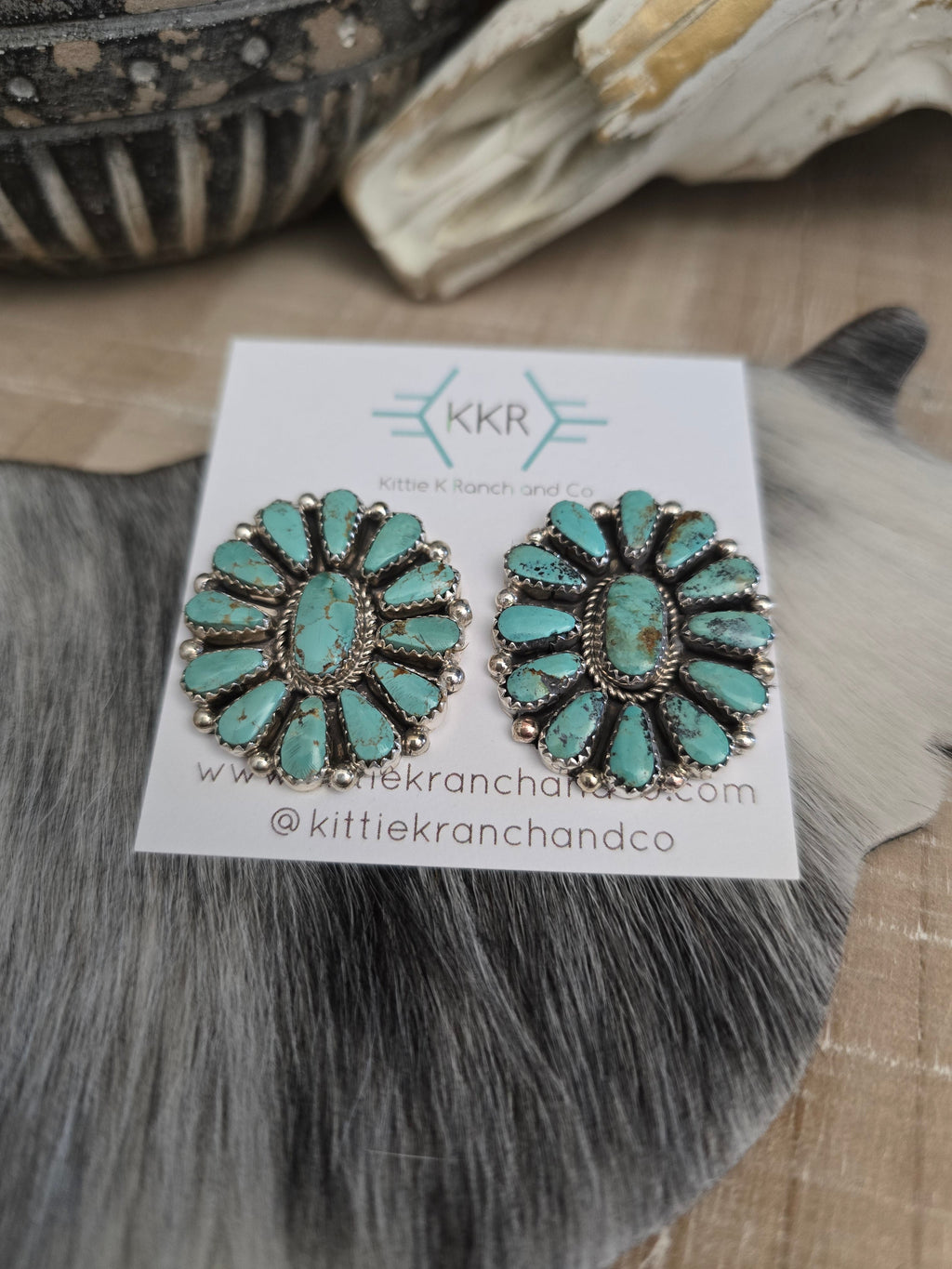 ALICIA WILSON KINGMAN TURQUOISE CLUSTER EARRINGS