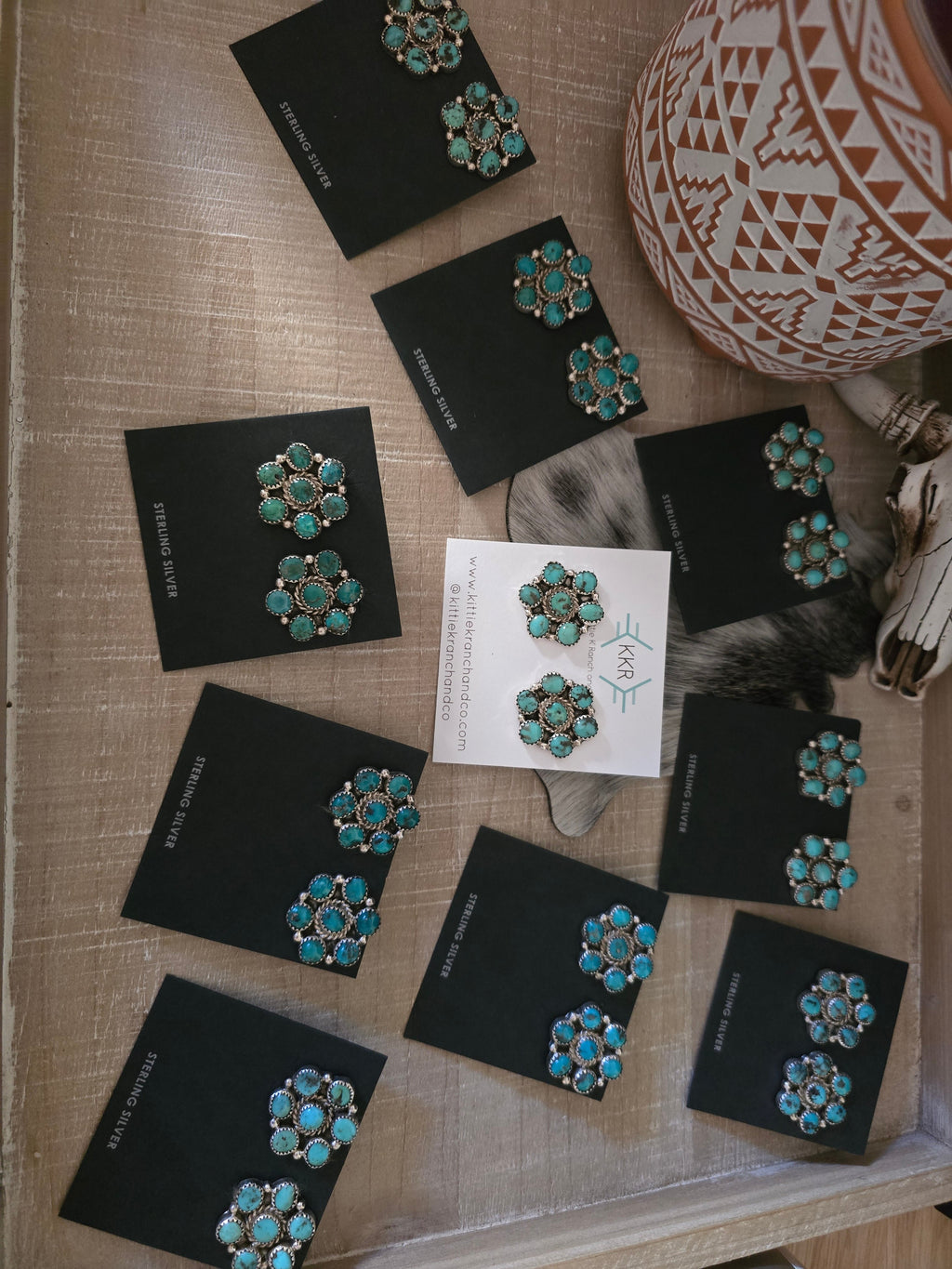 THE MAXINE RAMIREZ KINGMAN TURQUOISE CLUSTER LARGE STUDS