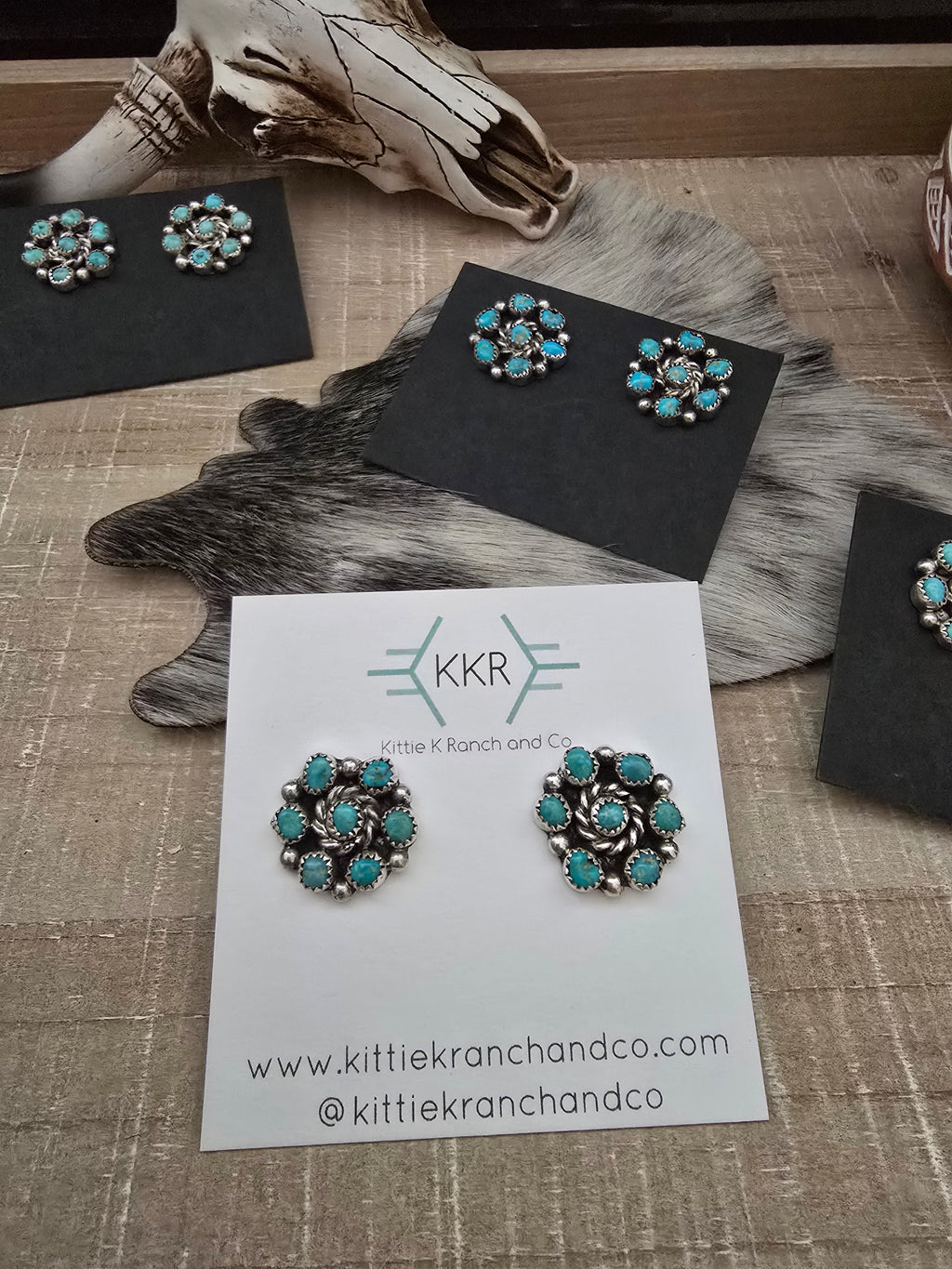 THE MAXINE RAMIREZ KINGMAN TURQUOISE CLUSTER STUDS