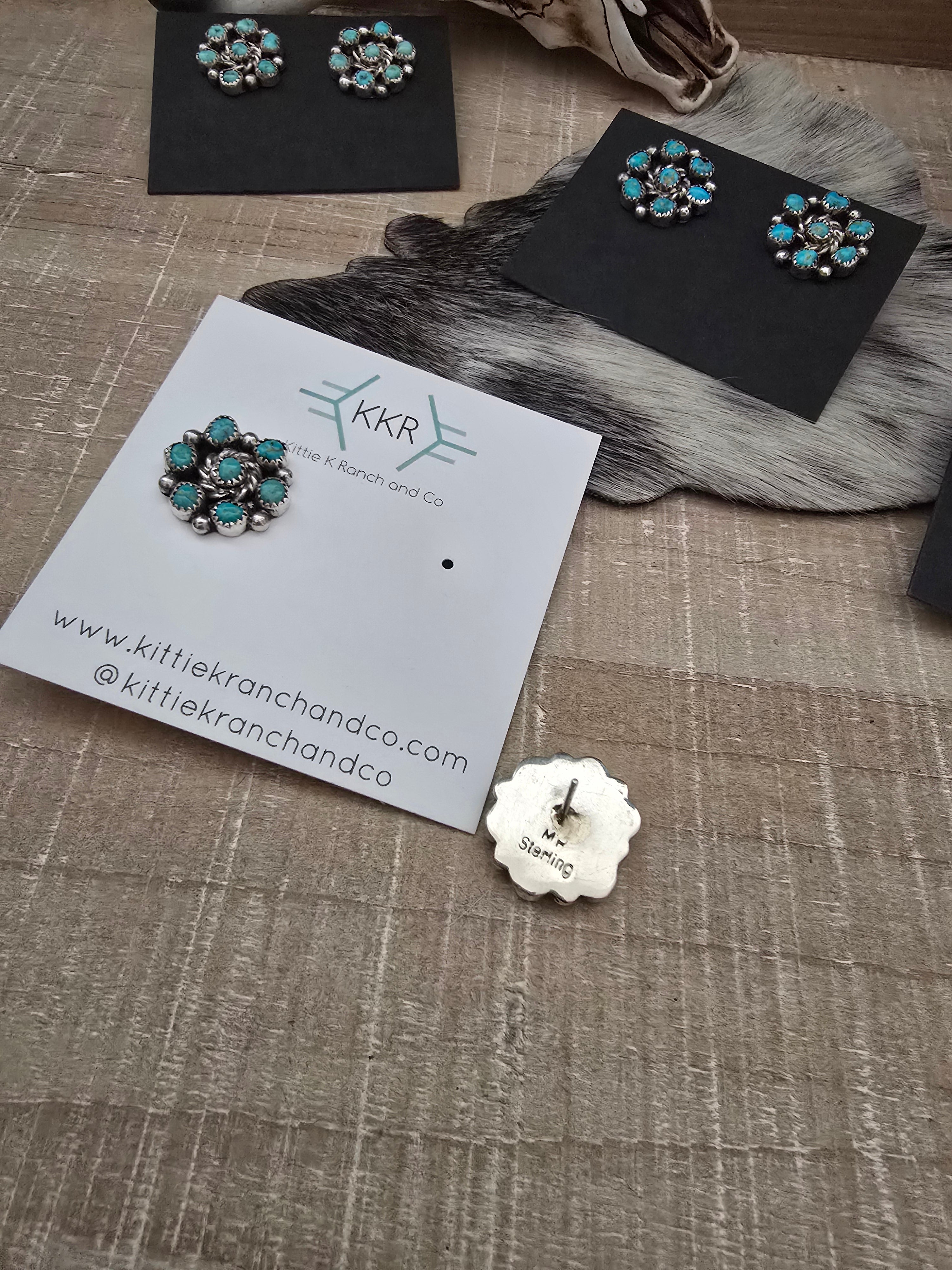 THE MAXINE RAMIREZ KINGMAN TURQUOISE CLUSTER STUDS