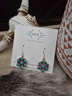 MAXINE RAMIREZ KINGMAN TURQUOISE LITTLE CLUSTER DANGLE EARRINGS