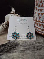 MAXINE RAMIREZ KINGMAN TURQUOISE LITTLE CLUSTER DANGLE EARRINGS