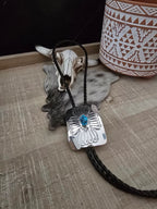 JOANN SILVER TURQUOISE BOLO TIE