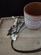 JOANN SILVER TURQUOISE BOLO TIE