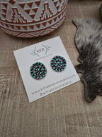 RANDY HOOEE ZUNI TURQUOISE CLUSTER STUDS