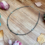15” African Turquoise Star Necklace – Sterling Silver Pearls