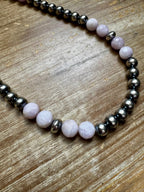 Faceted Kunzite & Sterling Silver Necklace – 8 mm Pearls – 20 Inch