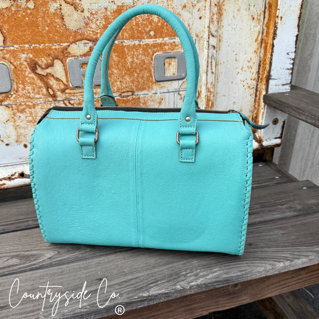 Cowhide Turquoise Concho Speedy Bag