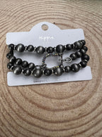 Western Horseshoe Bracelet Set — 3-Piece Rhinestone Stretch Stack