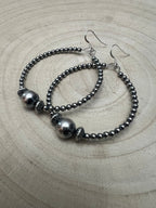3mm Sterling Pearl Hoops with 10mm Center — 2 inch drop