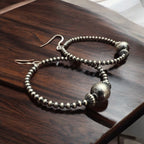 3mm Sterling Pearl Hoops with 10mm Center — 2 inch drop