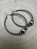 3mm Sterling Pearl Hoops with 10mm Center — 2 inch drop