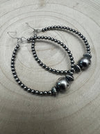 3mm Sterling Pearl Hoops with 10mm Center — 2 inch drop